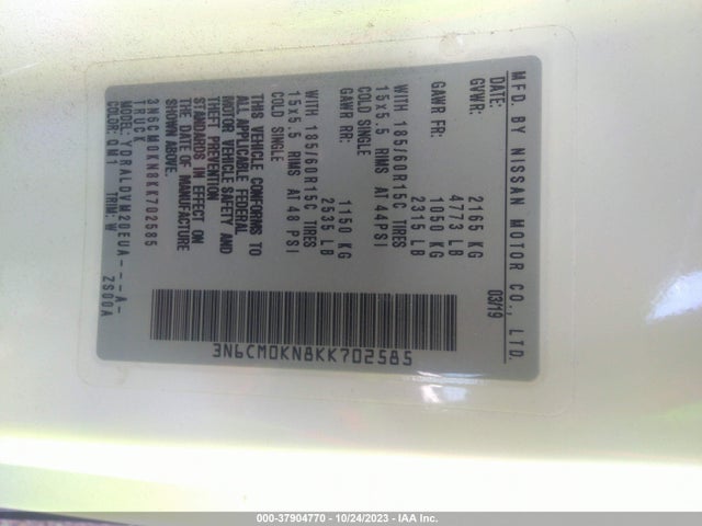 Nissan Nv200 S 2019 3N6CM0KN8KK702585 Image 9