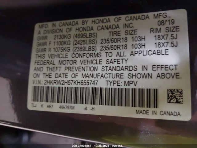 2HKRW2H57KH655747 Honda CR-V EX