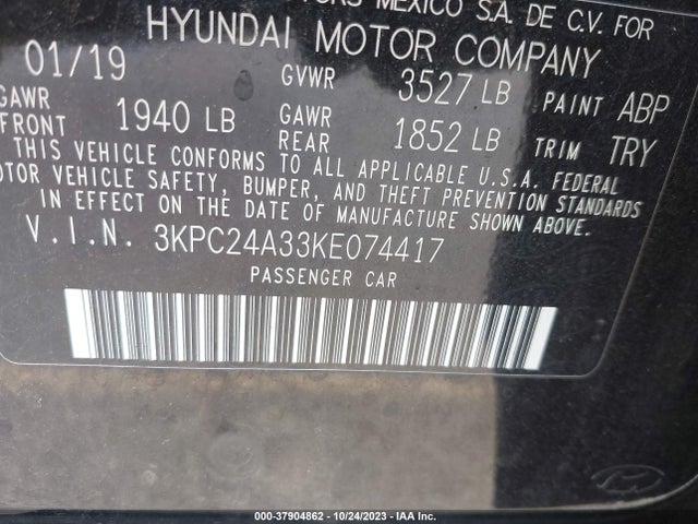 Hyundai Accent Sel 2019 3KPC24A33KE074417 Image 9
