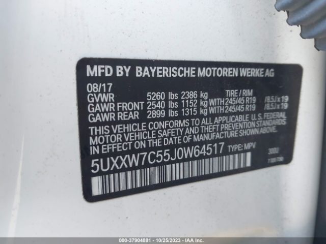 5UXXW7C55J0W64517 BMW X4 M40i