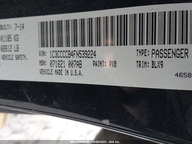 2015 CHRYSLER 200 C VIN: 1C3CCCCB4FN539224