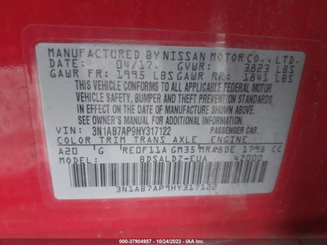 3N1AB7AP9HY317122 Nissan SENTRA SV