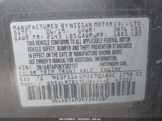 3N1AB7AP0KY382187 Nissan SENTRA SR