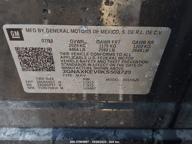 Chevrolet EQUINOX LT 2019 3GNAXKEV0KS508729 Image 9