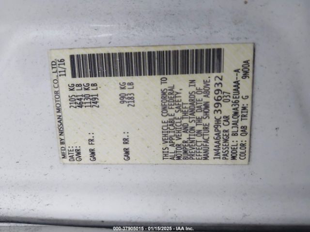 1N4AA6AP9HC396932 Nissan Maxima 3.5 S