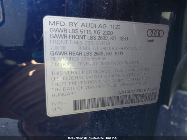 WA1AUCF33M1062398 Audi Q3 PREMIUM