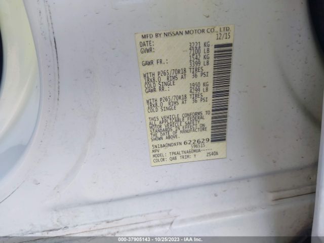 5N1BA0NDXFN622629 Nissan ARMADA SV