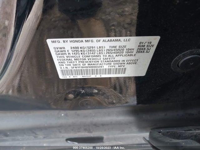 Honda Passport Elite 2019 5FNYF8H02KB003281 Image 9