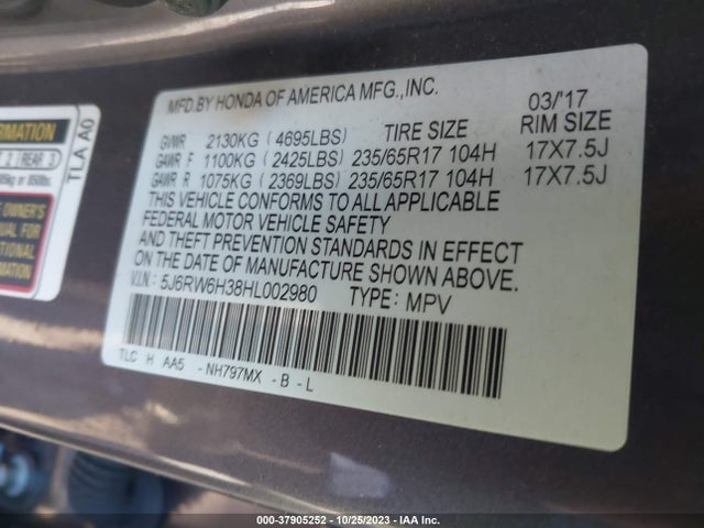 Honda CR-V LX 2017 5J6RW6H38HL002980 Image 9