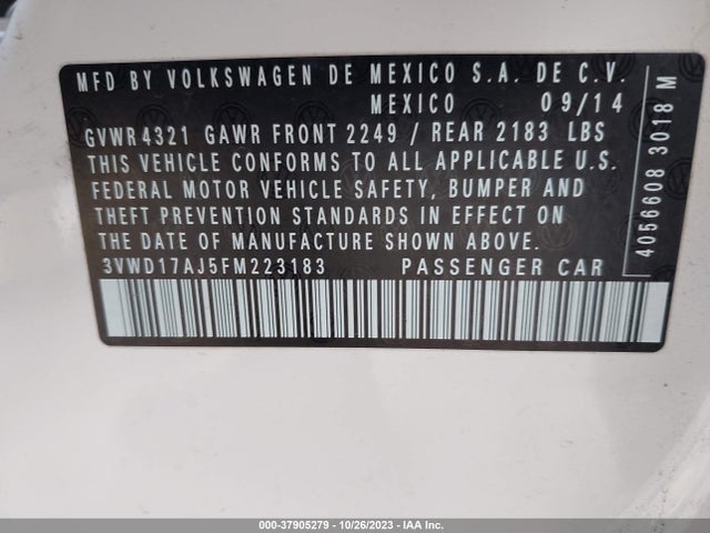 3VWD17AJ5FM223183 Volkswagen Jetta Sedan 1.8t Sport