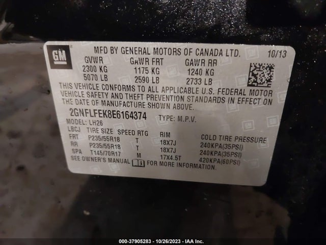 Chevrolet EQUINOX 1LT 2014 2GNFLFEK8E6164374 Image 9