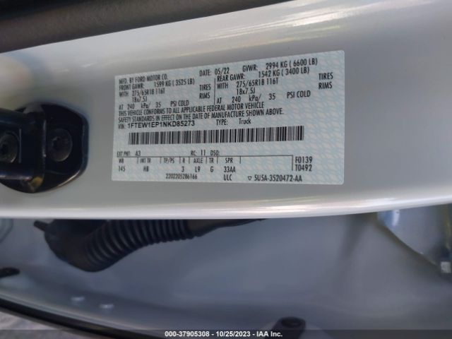 1FTEW1EP1NKD85273 Ford F-150 Lariat