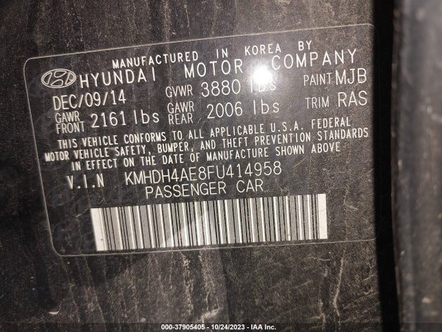 2015 HYUNDAI ELANTRA SE VIN: KMHDH4AE8FU414958
