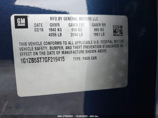 Chevrolet MALIBU LS 2016 1G1ZB5ST7GF219415 Image 9