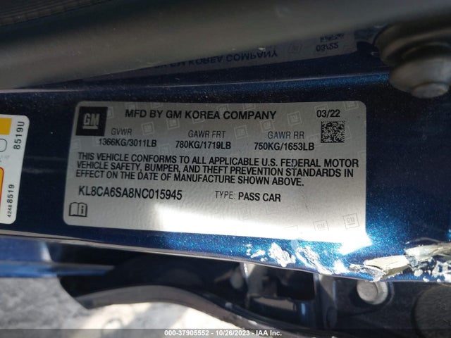 Chevrolet SPARK LS 2022 KL8CA6SA8NC015945 Image 9