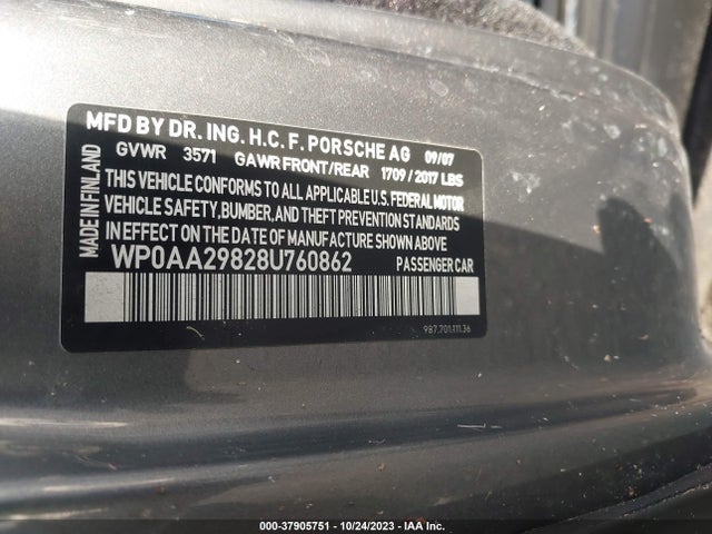 2008 PORSCHE CAYMAN WP0AA29828U760862 Photo 8