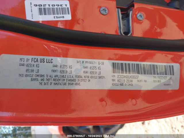 2C3CDXHG9JH335237 Dodge Charger Sxt Plus Rwd