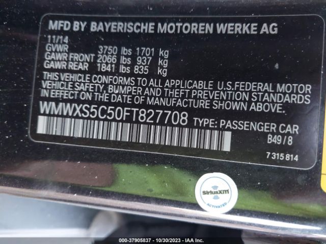 WMWXS5C50FT827708 Mini COOPER HARDTOP 4 DOOR