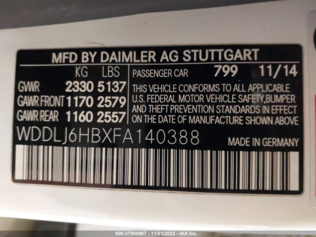 WDDLJ6HBXFA140388 Mercedes-Benz Cls 400
