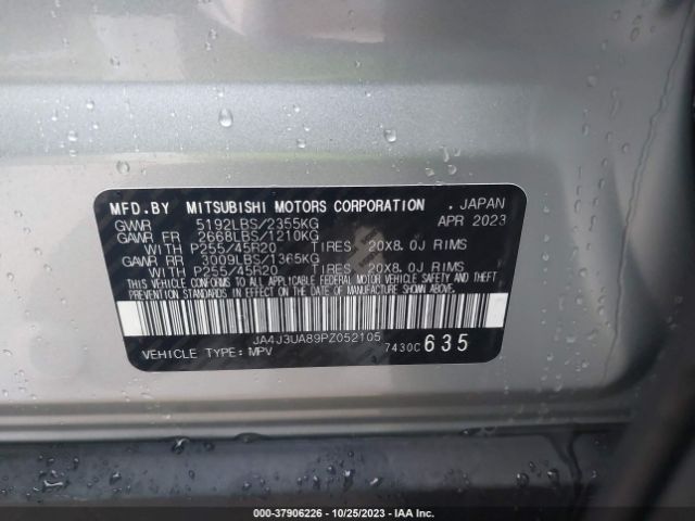 JA4J3UA89PZ052105 Mitsubishi Outlander Se