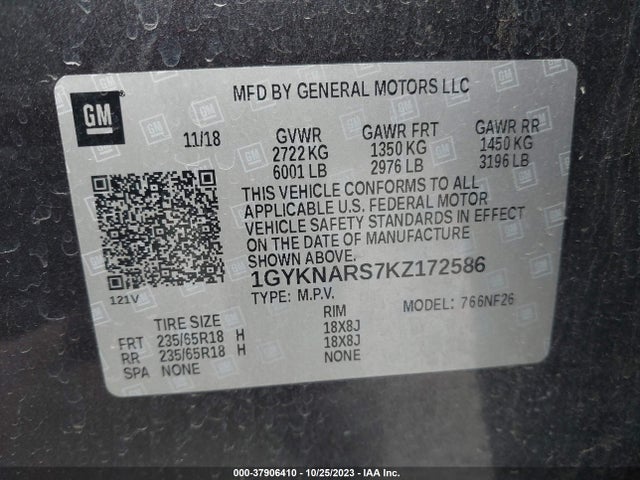1GYKNARS7KZ172586 Cadillac Xt5 Standard