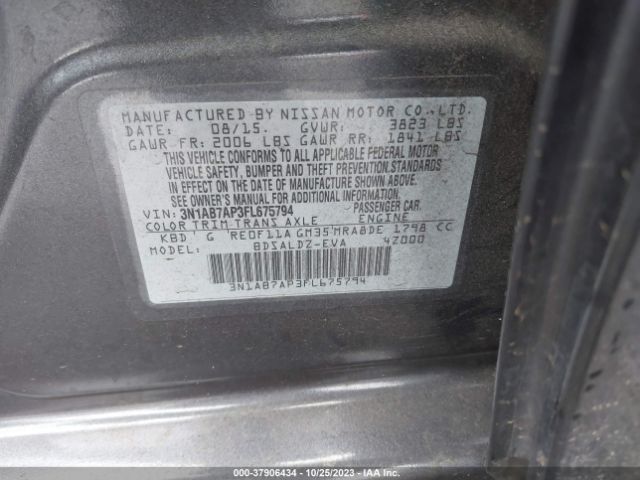 3N1AB7AP3FL675794 Nissan SENTRA SV