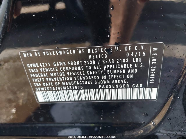3VW2K7AJ0FM331070 Volkswagen Jetta Sedan 2.0l S
