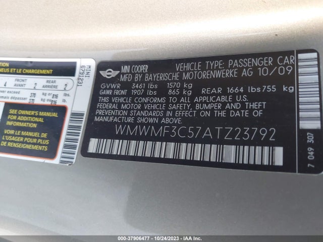 2010 MINI COOPER HARDTOP WMWMF3C57ATZ23792 Photo 8