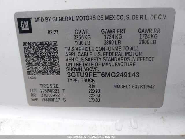 GMC Sierra 1500 Denali 2021 3GTU9FET6MG249143 Image 9