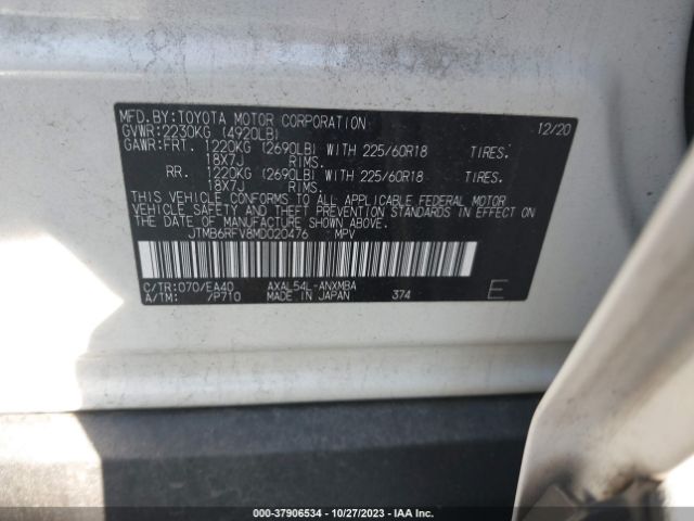JTMB6RFV8MD020476 Toyota RAV4 HYBRID