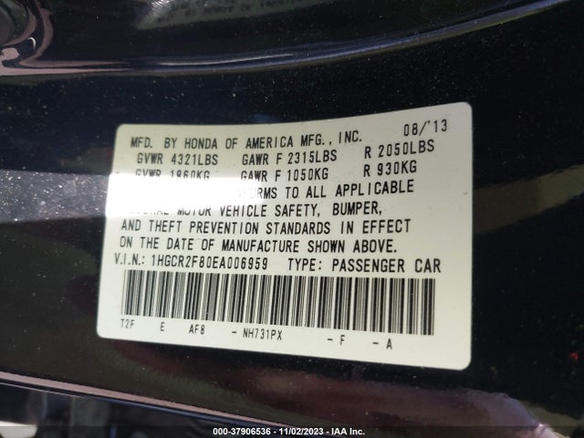 Honda Accord Ex-l 2014 1HGCR2F80EA006959 Image 9