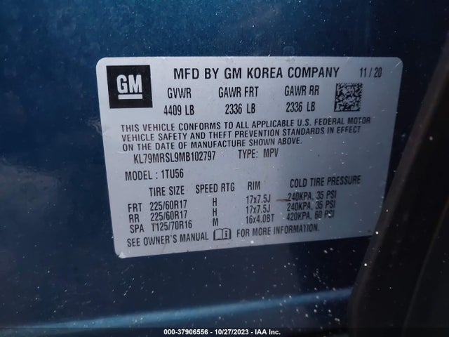 Chevrolet Trailblazer Awd Lt 2021 KL79MRSL9MB102797 Image 9