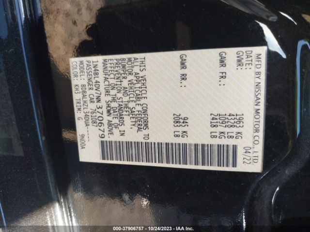 1N4BL4DV7NN370679 Nissan Altima 2.5 Sv