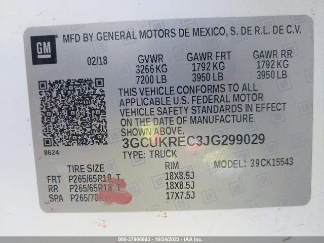 Chevrolet Silverado 1500 Lt 2018 3GCUKREC3JG299029 Image 9