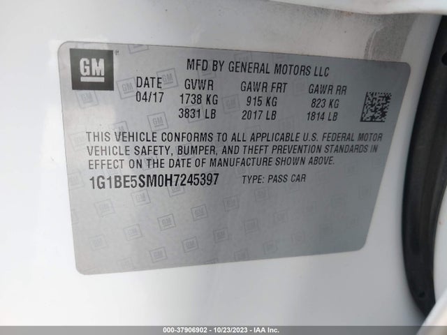 Chevrolet CRUZE LT 2017 1G1BE5SM0H7245397 Image 9