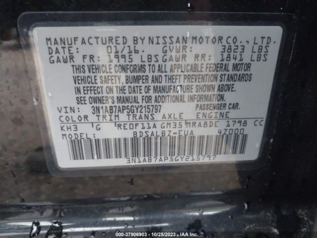 3N1AB7AP5GY215797 Nissan Sentra Sr/sl/s/sv/fe+ S