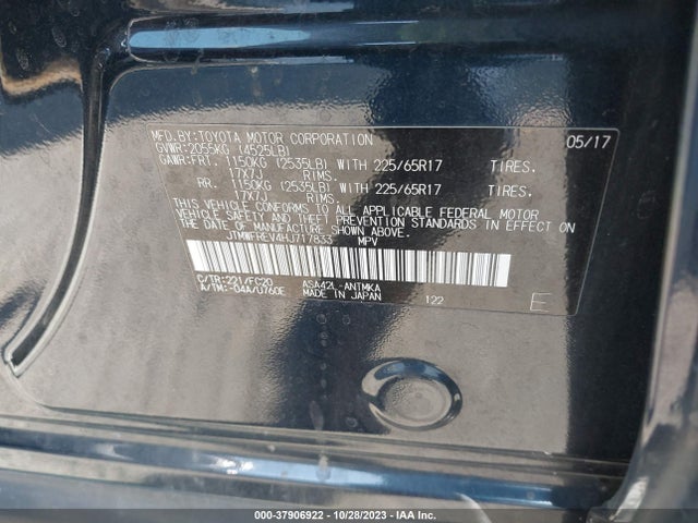 Toyota Rav4 Xle 2017 JTMWFREV4HJ717833 Image 9