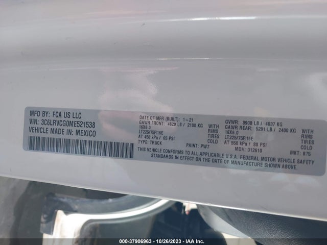 RAM Promaster Cargo Van 2021 3C6LRVCG0ME521538 Image 9