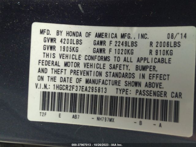 1HGCR2F37EA295813 Honda Accord Sedan Lx