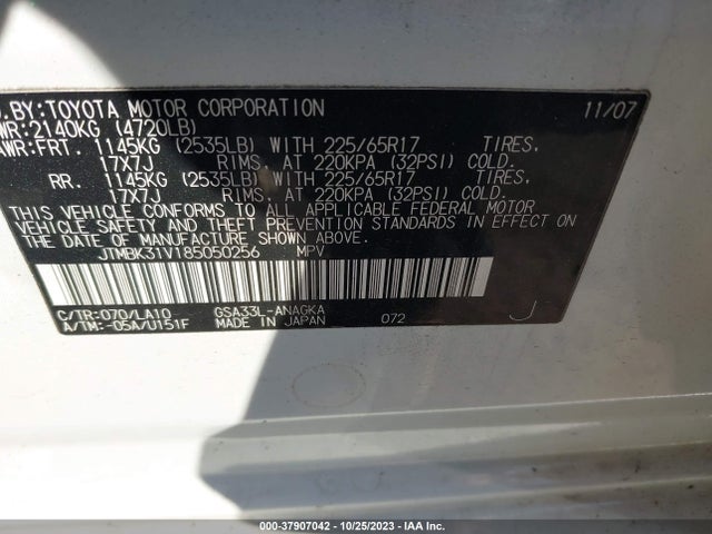 2008 TOYOTA RAV4 LIMITED V6 VIN: JTMBK31V185050256