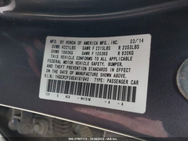 1HGCR2F58EA181840 Honda Accord Sport