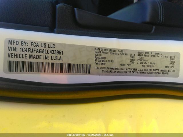 2020 JEEP GRAND CHEROKEE 1C4RJFAG8LC433961 Photo 8