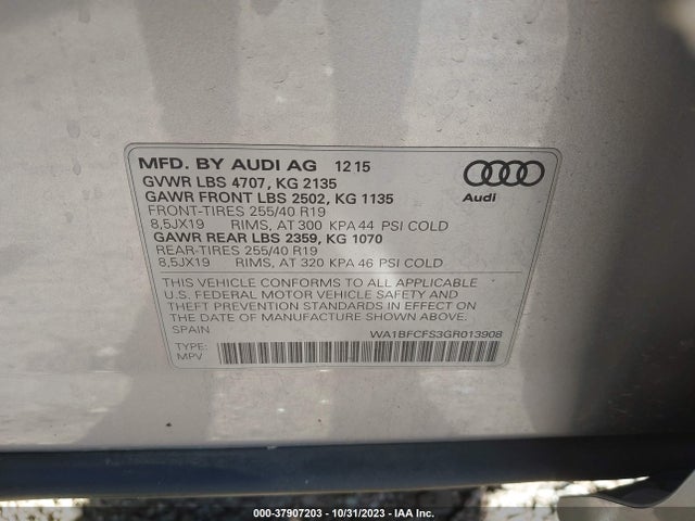 WA1BFCFS3GR013908 Audi Q3 Premium Plus