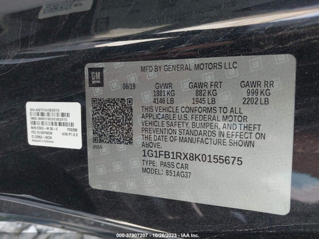 Chevrolet Camaro 1lt 2019 1G1FB1RX8K0155675 Image 9