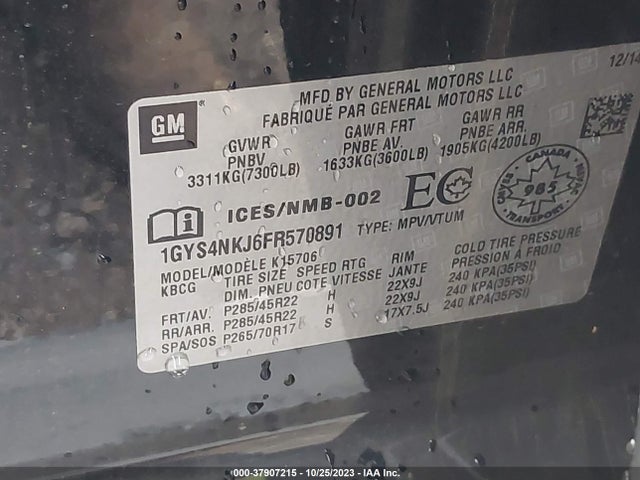 1GYS4NKJ6FR570891 Cadillac Escalade Premium