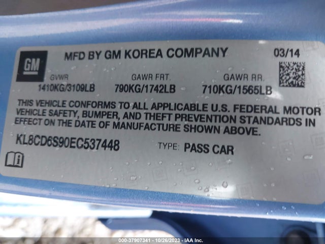 Chevrolet Spark 1lt Auto 2014 KL8CD6S90EC537448 Image 9
