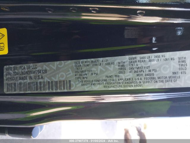 2021 JEEP WRANGLER UNLIMITED 1C4HJXDN3MW704128 Photo 8