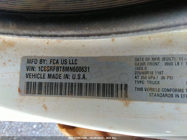 1C6SRFBT8MN600631 RAM 1500 Lone Star