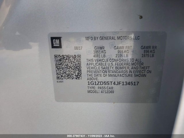 Chevrolet MALIBU LT 2018 1G1ZD5ST4JF134517 Image 9