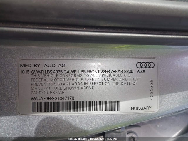 WAUA7GFF2G1047178 Audi A3 1.8t Premium